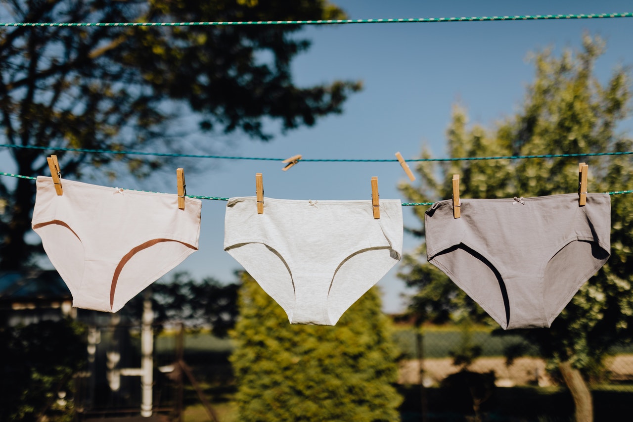Washed underwear is air drying